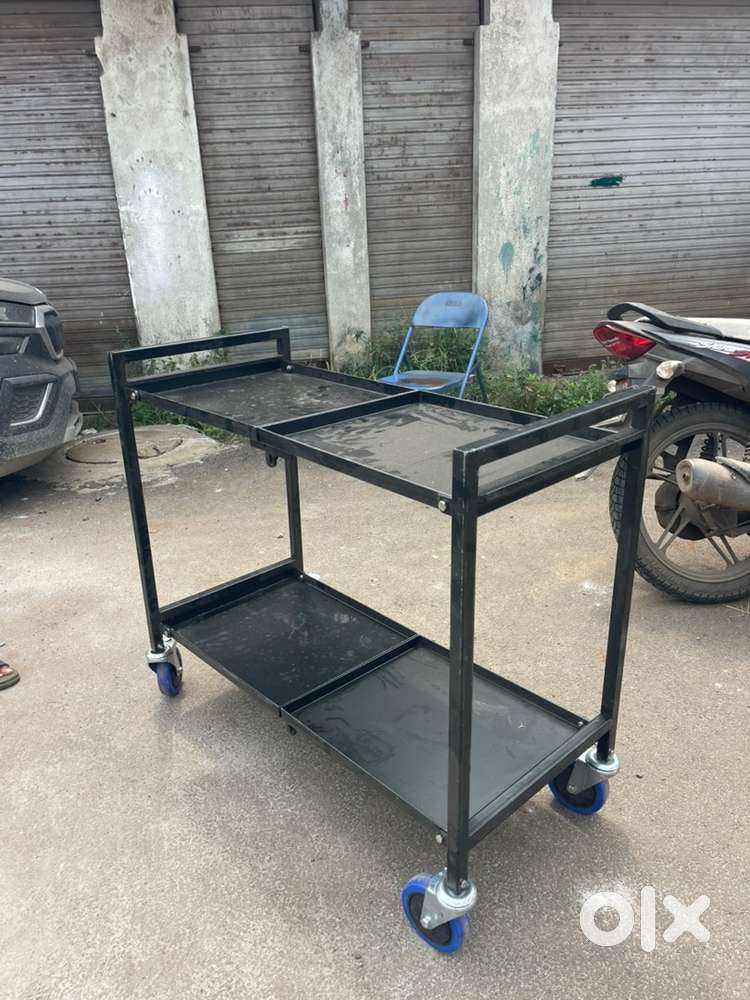 Collapsible&foldable serving cart/utility trolley - heavy duty wheels
