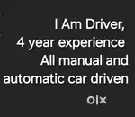 I am Driver 4 year experience all automatic and manual car drivn
