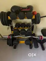 Home Gym Dumbbell, weight plate, bench, boxing bag