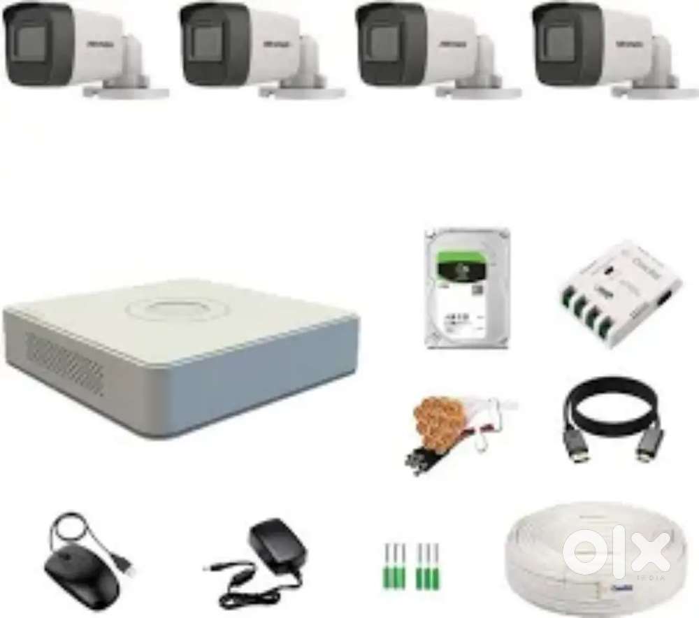 Hikvision 2mp full HD night vision cctv camera setup Qty.4