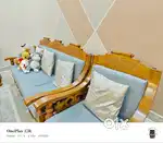 6 year old  5 seater sofa with glass top table