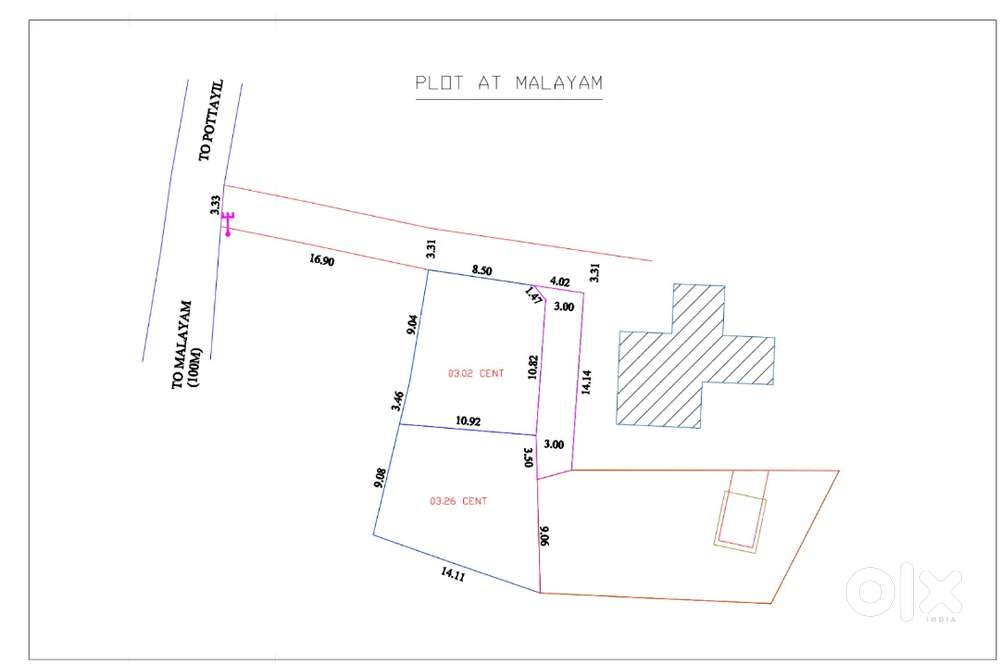 House plot for sale near   100 m   malayam jn.. Pappanamcodu codu