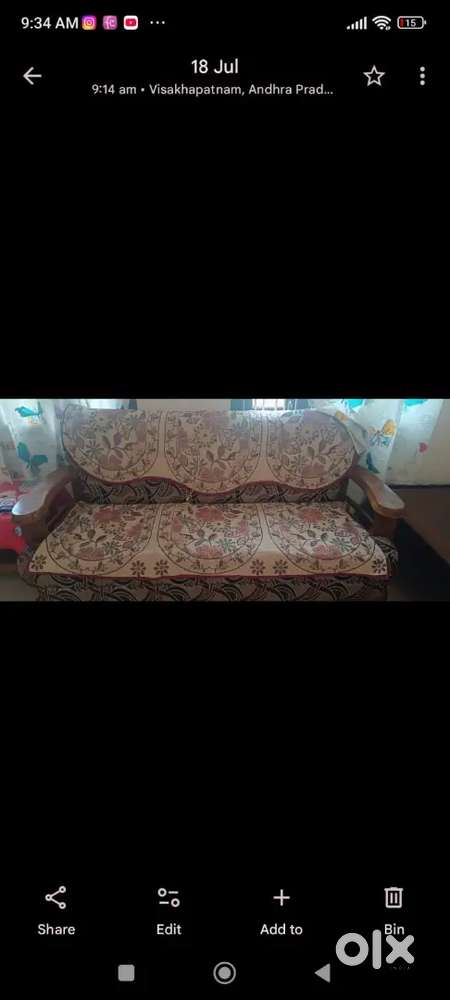 Teak wood sofa with no chairs