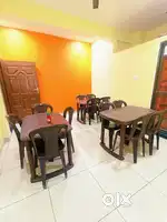 Plastic table and chairs for dining