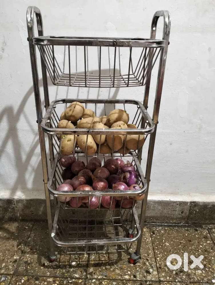 Stainless steel fruits and vegetables trolley