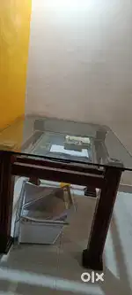 Teak Made Dinning Table with Glass Top