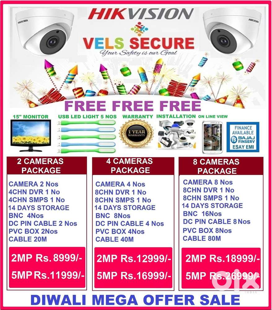 DIWALI OFFER   CCTV CAMERA 2MP   DAY & NIGHT  VISION MEGE MEGA     HIK