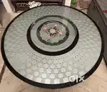 6 seater round glass dining table