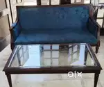 2 sofa with glass tables