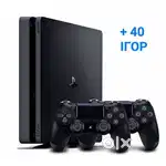 Ps 4 slim with 4 games and 2 remotes and 1 year ps plus delux id