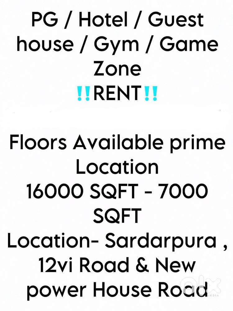 Pg / Hotel / gym Space For RENT