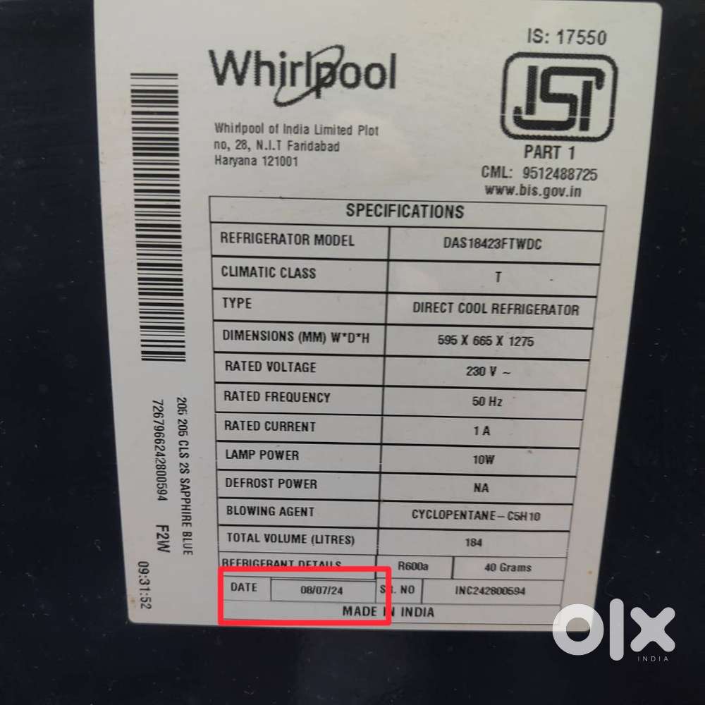 Whirlpool New Brand Fridge