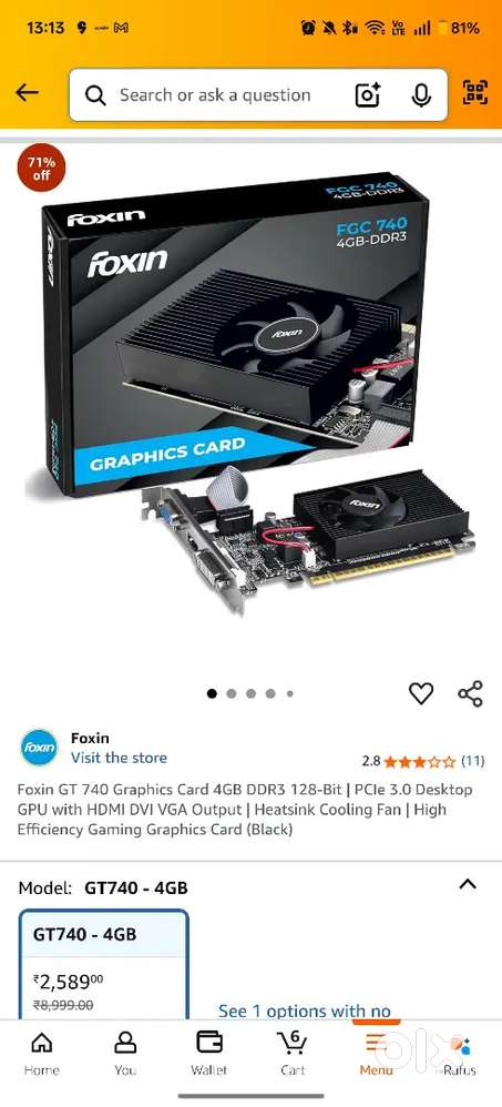 4GB Graphic card New