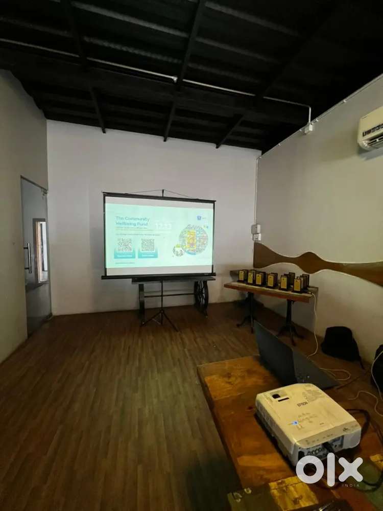 Projector and screen speaker Mike's rentals overall Bengaluru