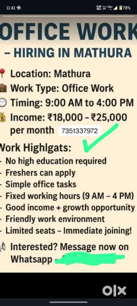 Office work for fresher's