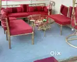 Iron 8 seater sofa set + 1 double bed + 1 dining table