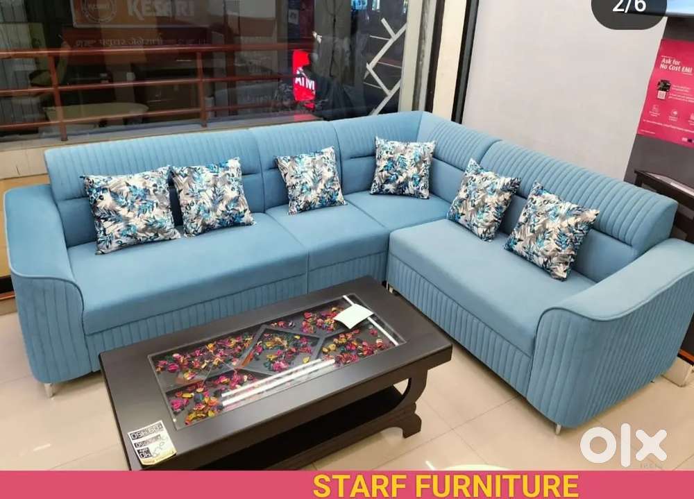 L shape sofa set with designing back and designing handle