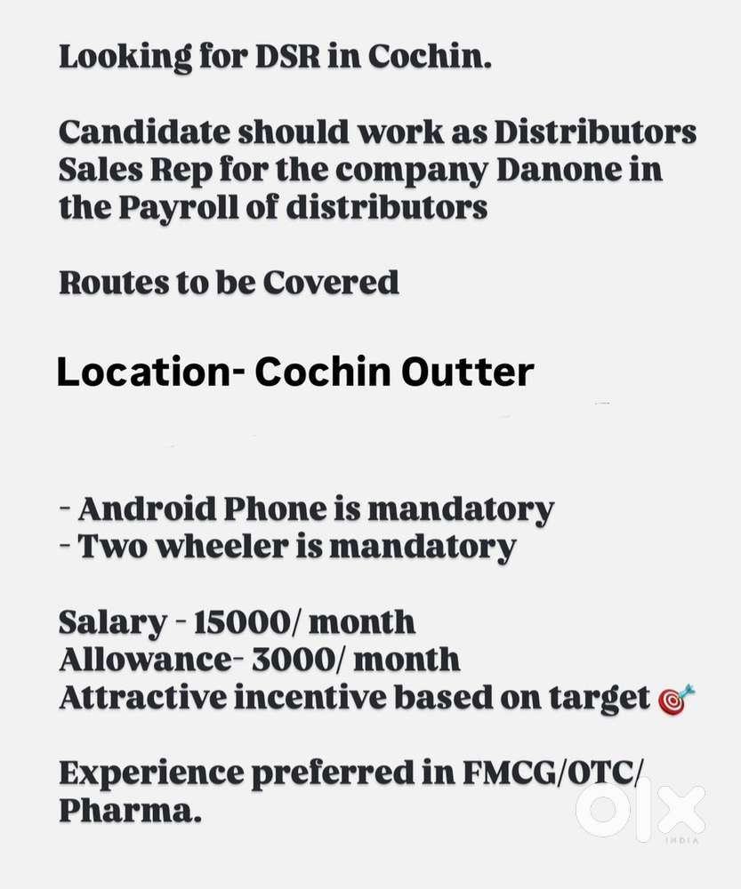 Wanted FMCG SalesMan in Cochin