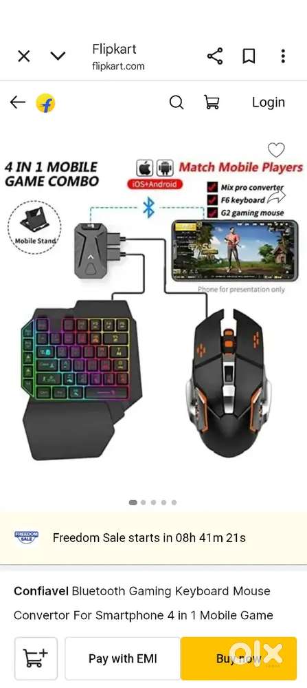 Bluetooth Gaming Keyboard Mouse Convertor For Smartphone 4 in 1