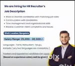 IMMEDIATE JOINING FOR HR RECRUITER DEPT BOTH MALE AND FEMALE