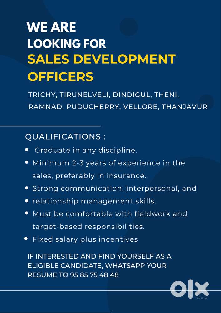 Wanted Sales Officers for health Insurance
