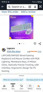 Gaming RGB keyboard and mouse seal pack