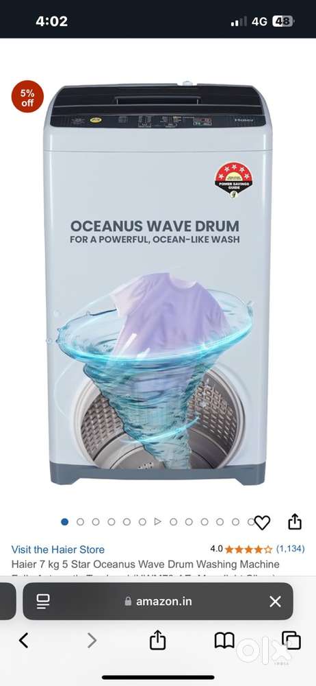 Haier washing machine 6.5kg