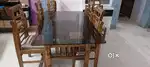 6 chair sagwan dinning table with glass