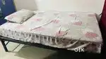 Iron cot with wakefit mattress