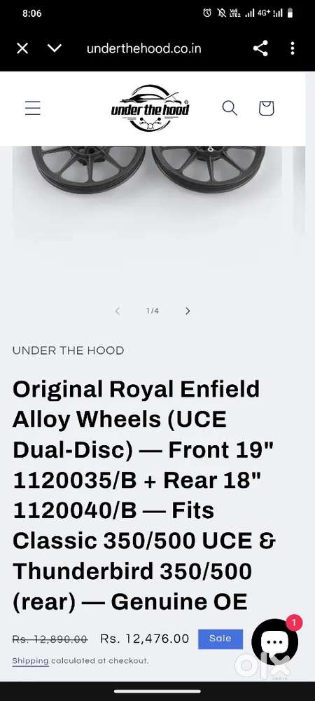 Bullet orginal  alloy wheel front section only no bend or nothing