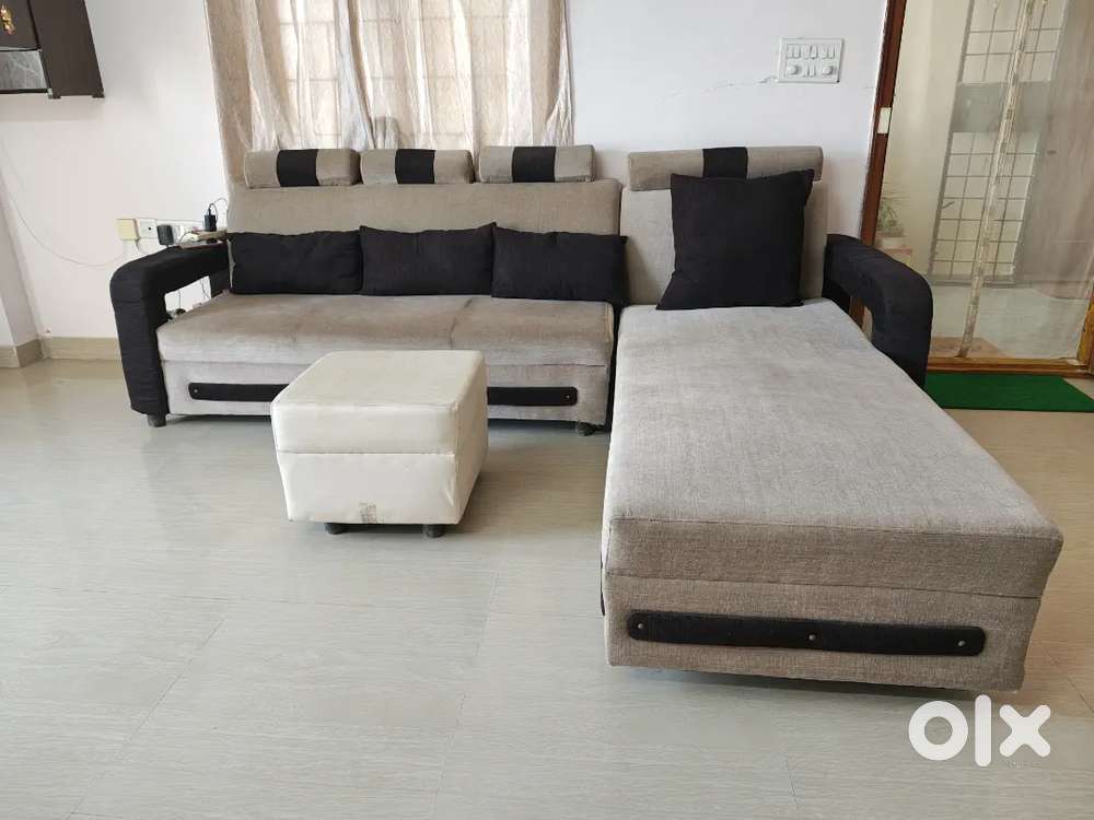 3 + 1 L Shaped Sofa with side seater and cushions
