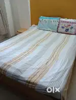 Queen size bed for sale (mattres included) with side table