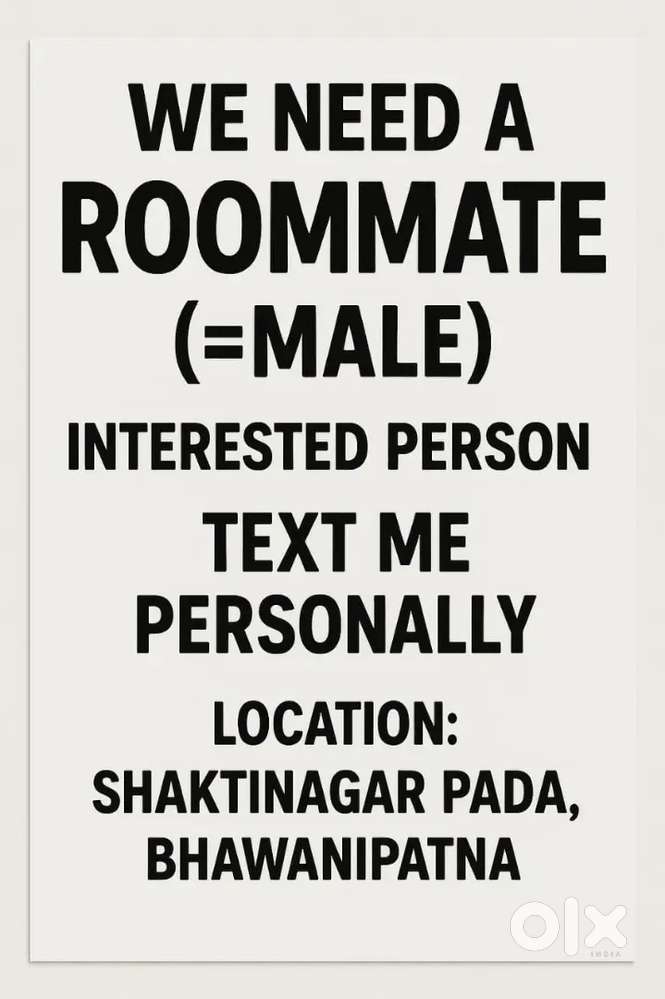 Need roommate (male) in bhawanipatna