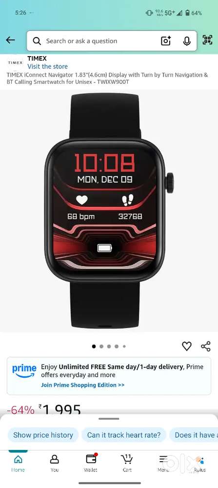 TIMEX iConnect Navigator 1.83(4.6cm) Display