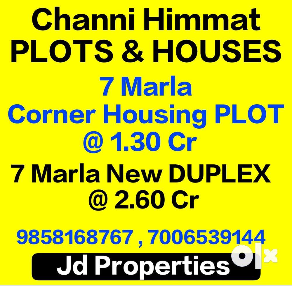 7 Marla CORNER PLOT & 7 Marla New DUPLEX, Channi Himmat at Best Prices
