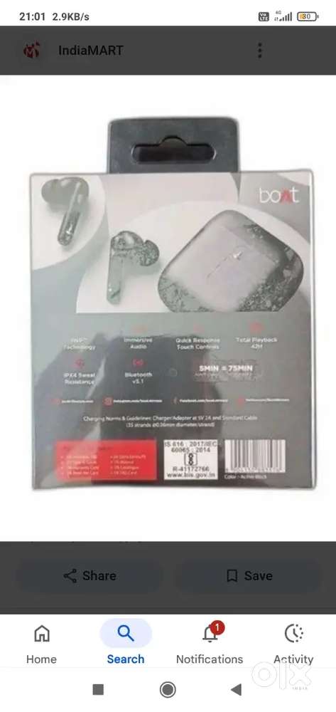 boat new ear buds argent sell 1200 market price need 1000 only