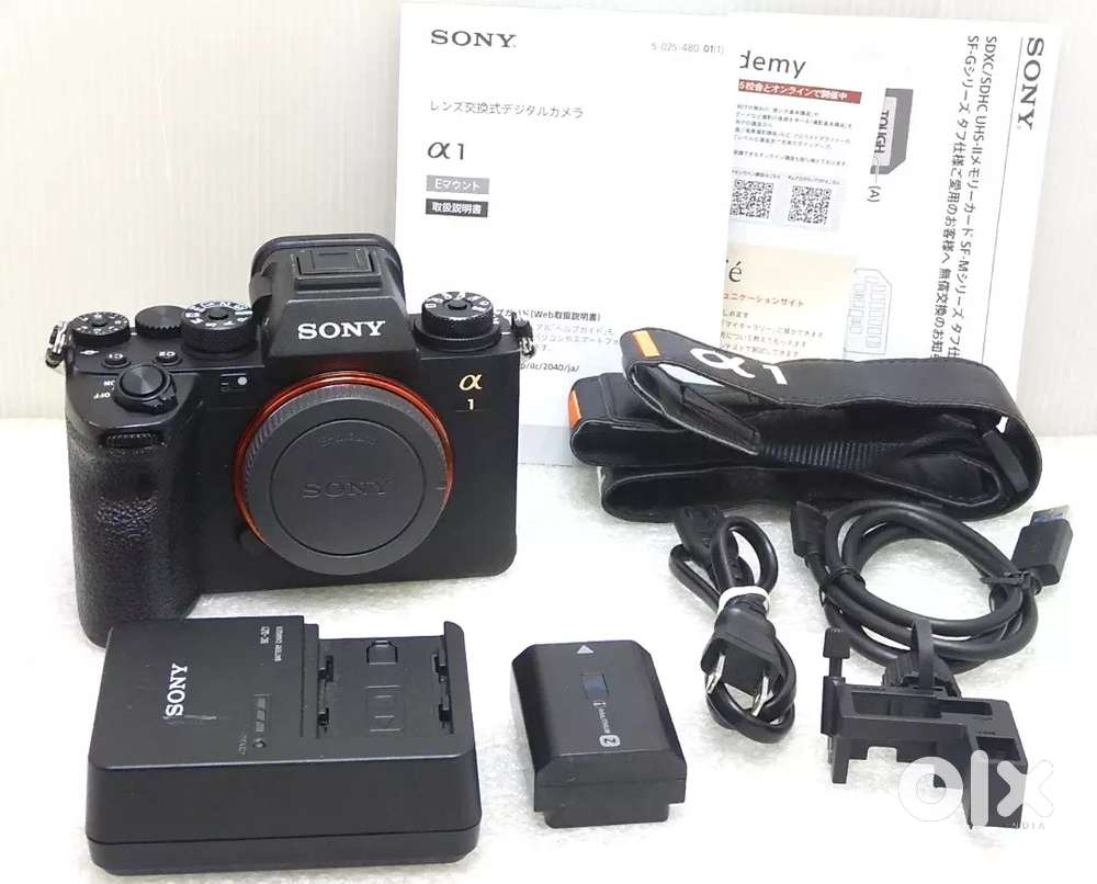 Uses item Sony a1 Mirrorless Camera Body with 2 Batteries & Box.