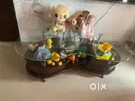 Sofa , dressing table, temple, bed, glass top center table