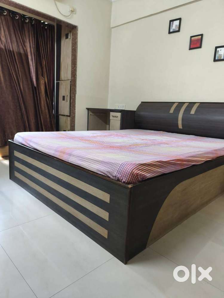 Wooden Bed with stowage side table computer table