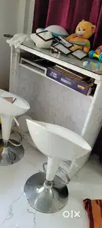 1 cabinet and high counter table with bar chairs