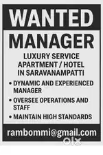 Manager for Luxury Service apartment