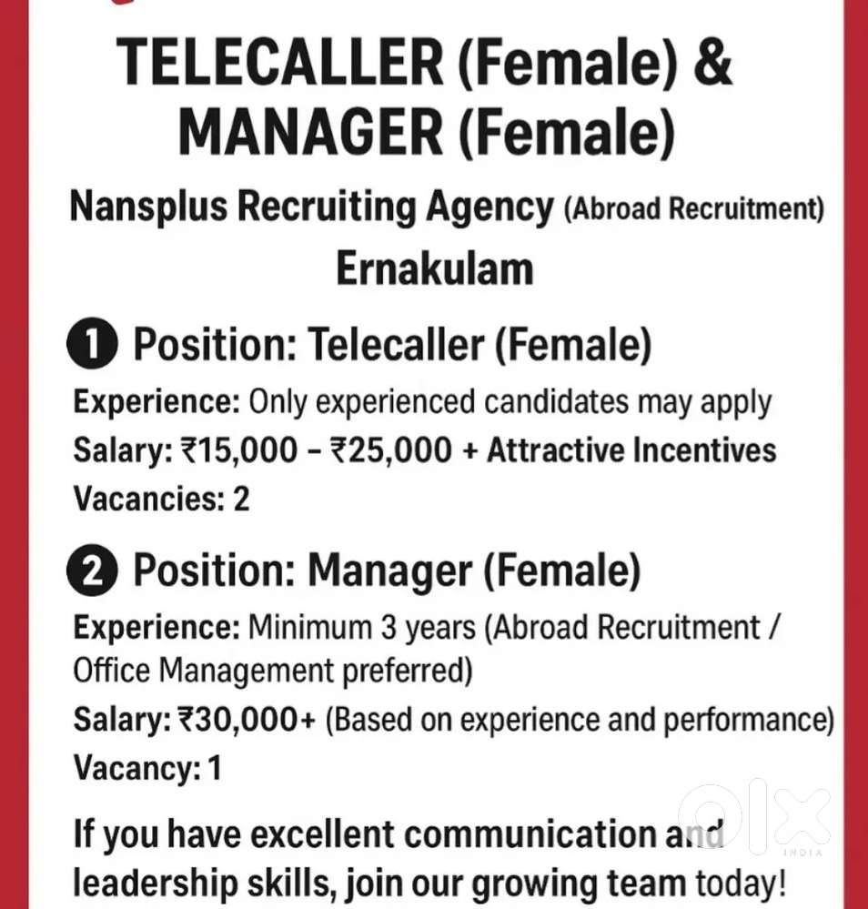 Telecaller and manager