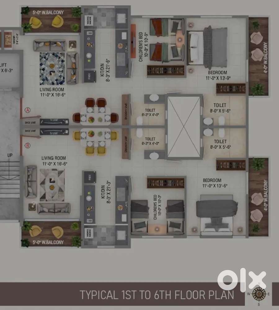 @ Eknath Nagar 1253 sqft 2BHK flat for sale