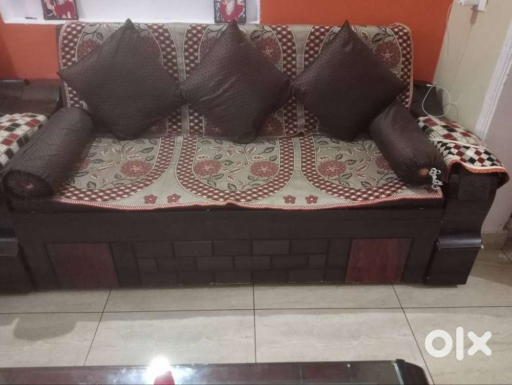 Sofa cum bed with two sofa chair