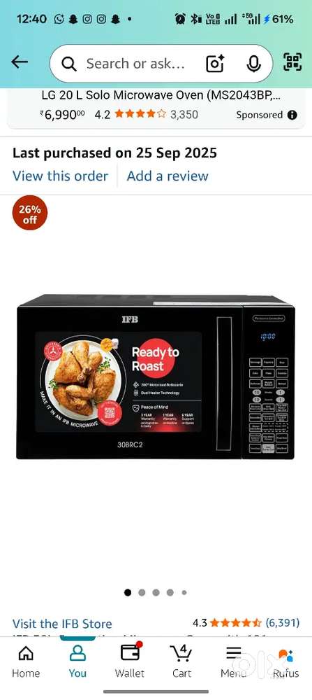 IFB 30L MICROWAVE OVEN BRAND NEW NOT SINGLE TIME USED