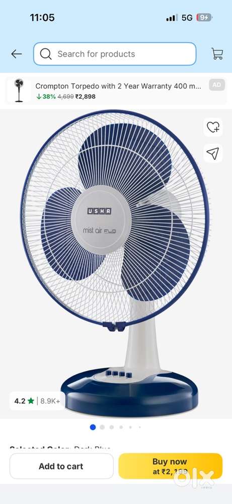 Mist air flow Table Fan at 1200