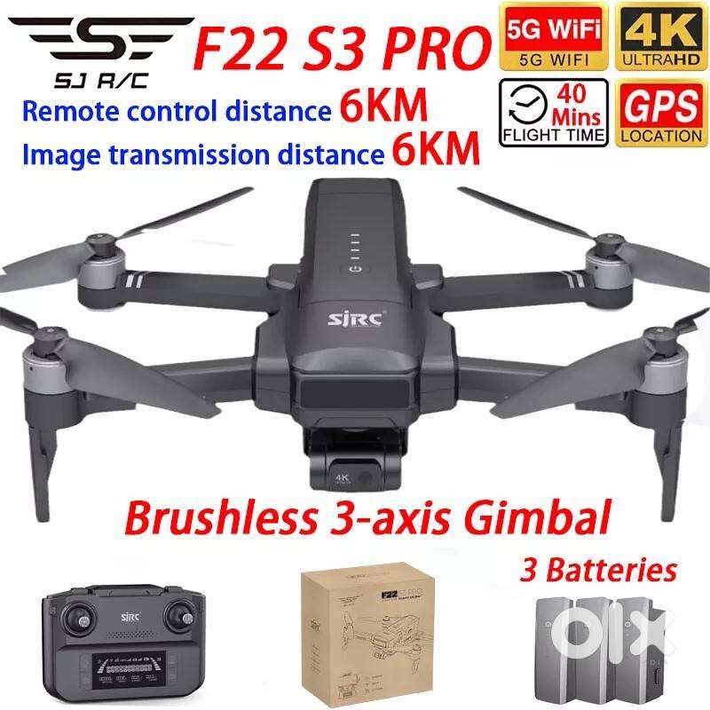 SJRC F22 S3 XR 4K Drone 3-Axis Gimbal 6KM Repeater FCC EIS HD