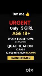 Only for girl's work in jabalpur office