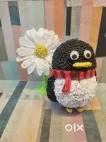 Penguin & Flower Duo - 3D Handcrafted Decor Piece