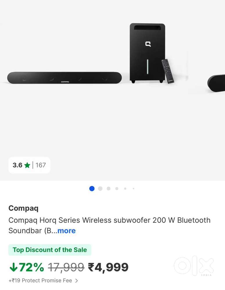 Compact wireless soundbar with subwoofer 200watt